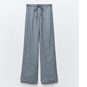 ZARA textured faded blue drawstring pants